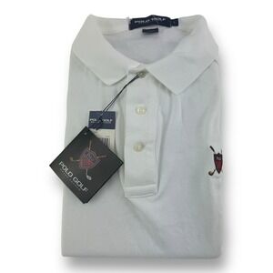 NWT Polo Golf Ralph Lauren White Short Sleeve Cotton Polo Shirt Made in USA Sz L
